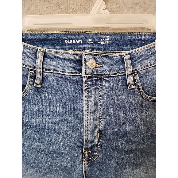 Old Navy Rockstar Slim Capri Jeans Womens 12 Petite Blue Medium Wash Stretch NEW - Picture 6 of 12